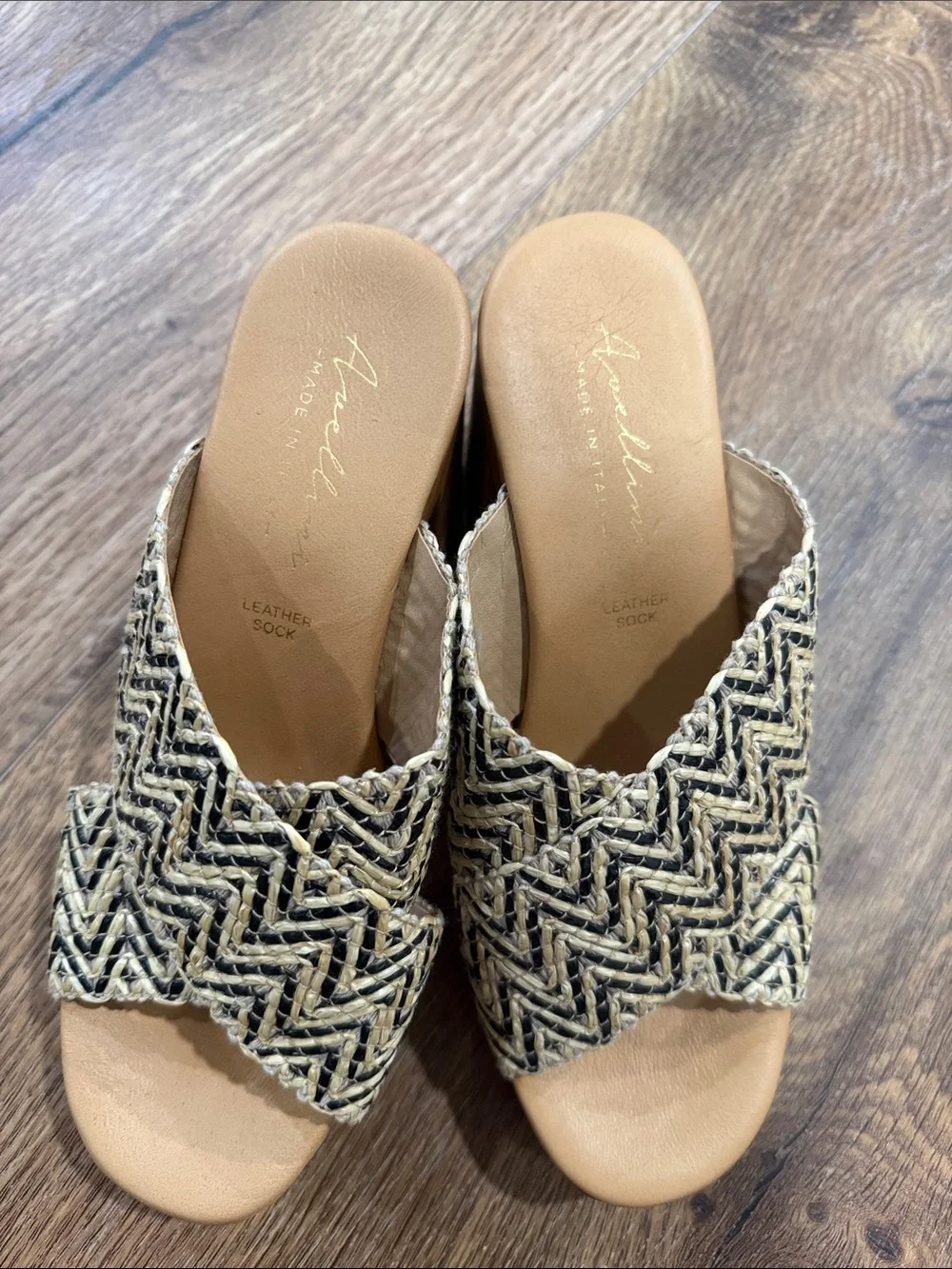 Woven Cross-Strap Platform Mules in Natural and Black